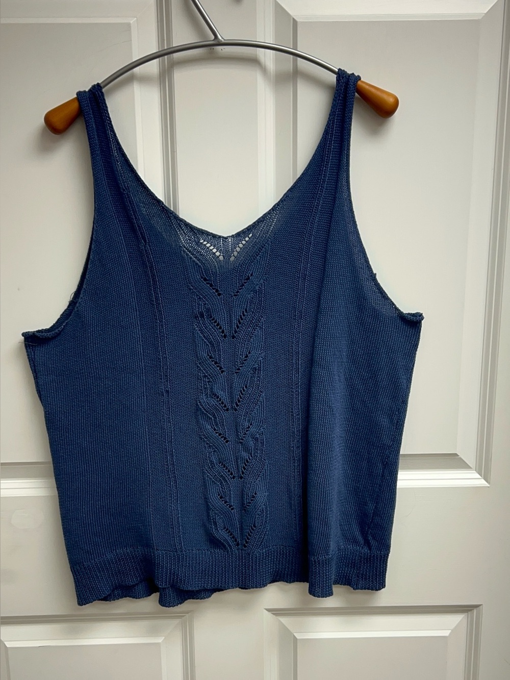 SHEIN Women's Blue Solid Cable Knit V-Neck Sleeveless Pullover Sweater 2XL